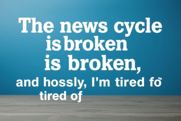 The news cycle is broken, and honestly, I'm tired of it.